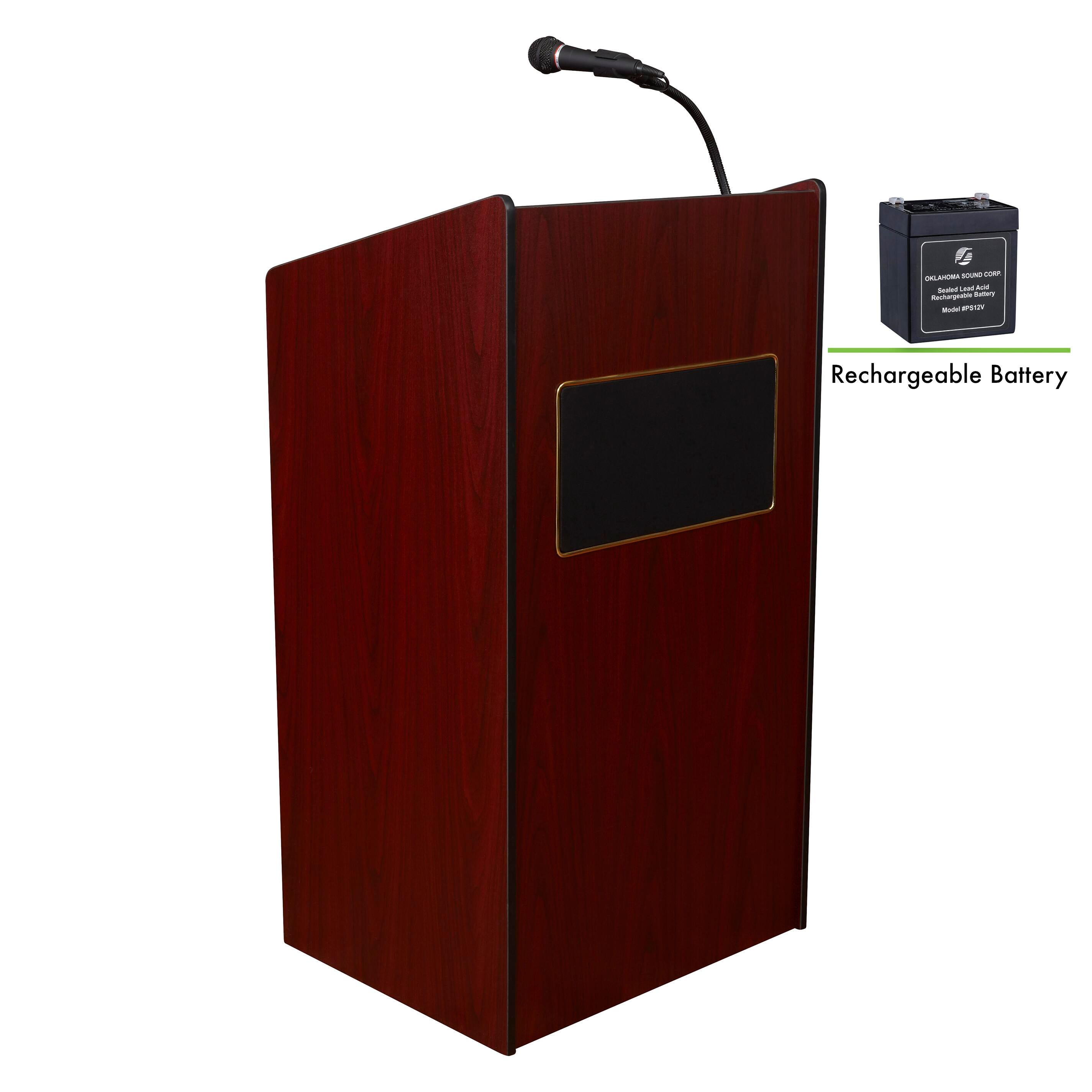Oklahoma Sound Aristocrat Full Floor Lectern with Sound and Rechargeable Battery, 25 x 20 x 46 Inches 4001882